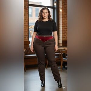 Unique Vintage brown and wine velvet pant size 3X